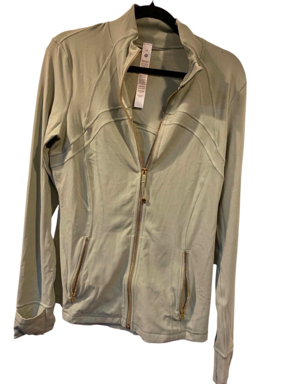 NWT Lululemon define jacket FOG GREEN/GOLD Size 12